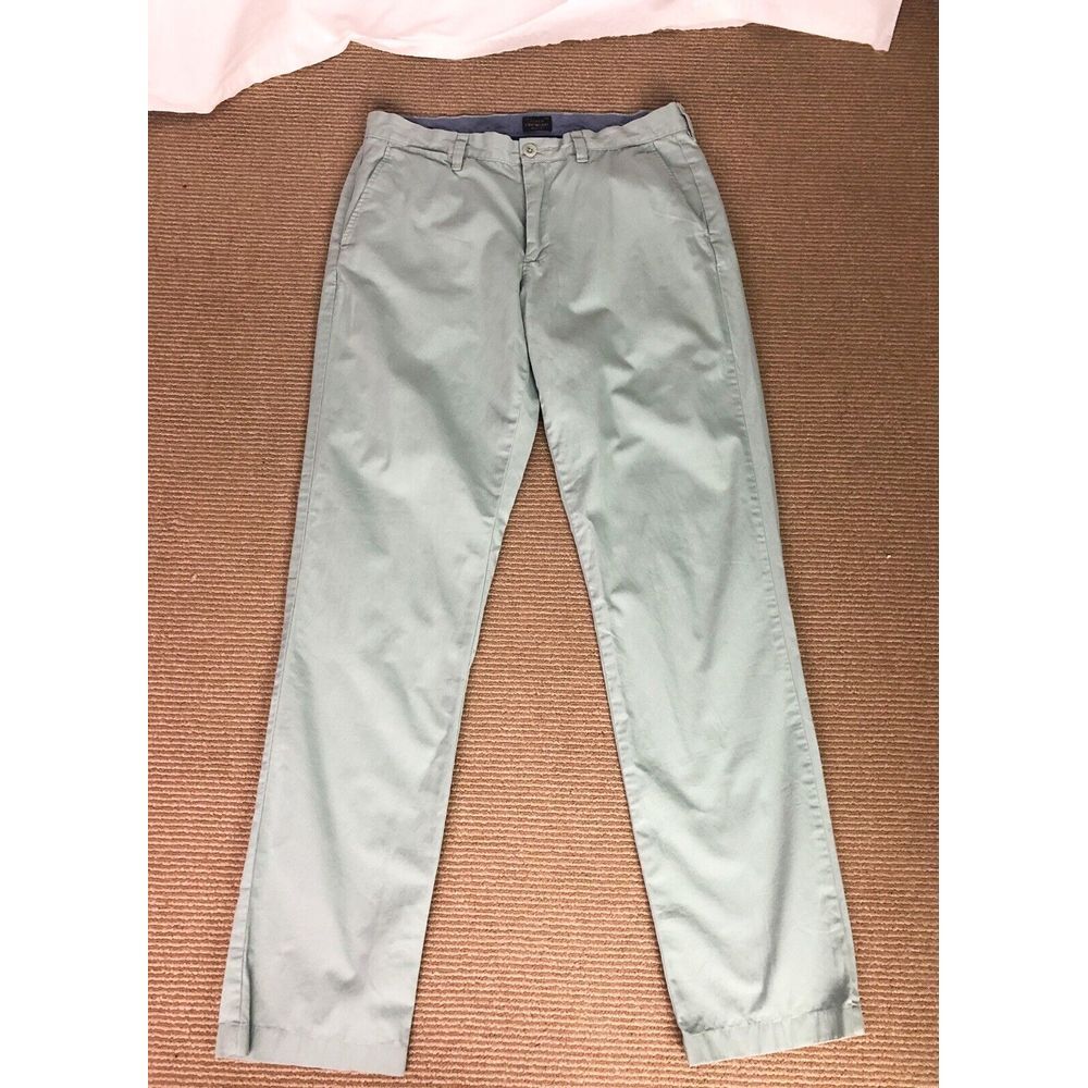 J. Crew Mens stretch Lightweight Cotton Chino Pants 32/34 Green
